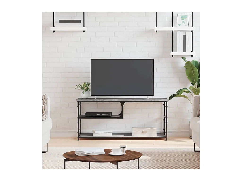 Mueble de TV | Mueble de salón contrachapada y acero gris Sonoma 103x38x46,5 cm