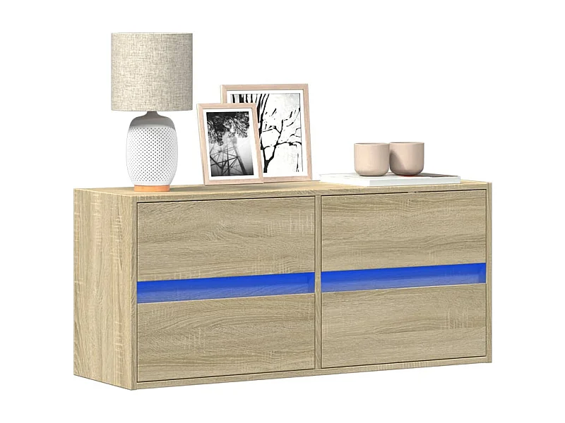 Mueble de TV | Mueble de salón de pared con luces LED roble Sonoma 100x31x45 cm