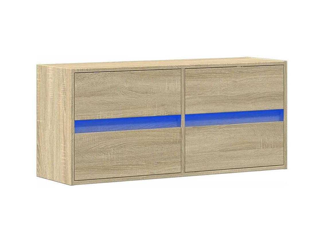 Mueble de TV | Mueble de salón de pared con luces LED roble Sonoma 100x31x45 cm