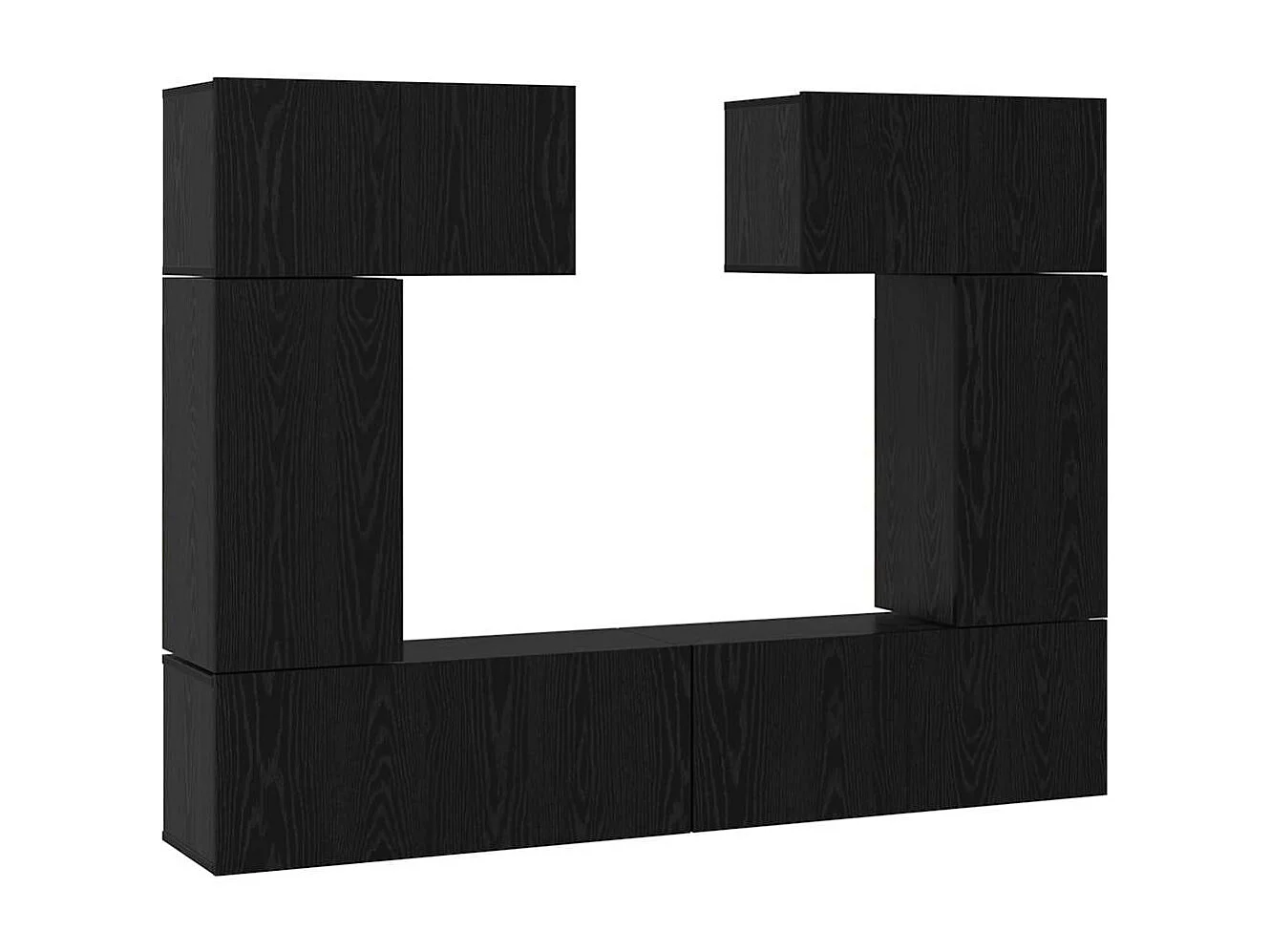 Tv-meubelset | Tv-Bank | TV-kast 6 pcs Zwart eiken 80 x 30 x 30 cm Bewerkt hout