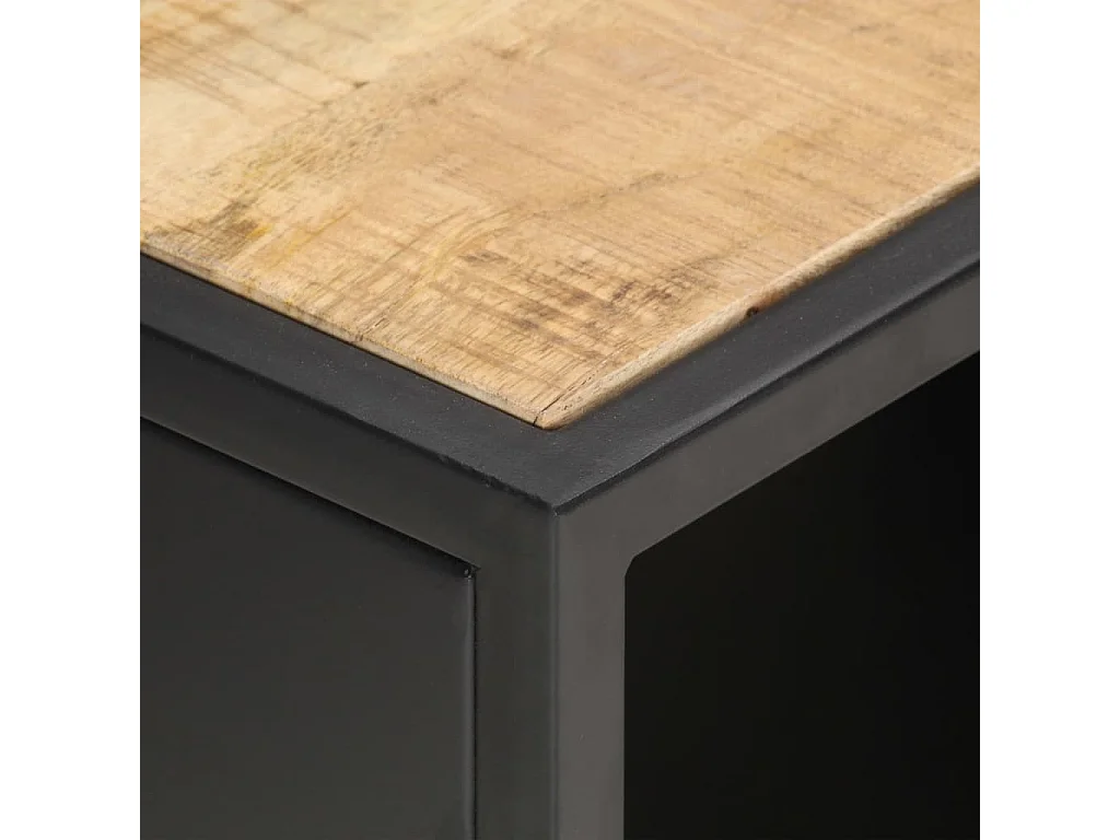 Meuble TV | Banc TV | Armoire TV avec porte sculptée 90x30x40 cm Bois de manguier brut