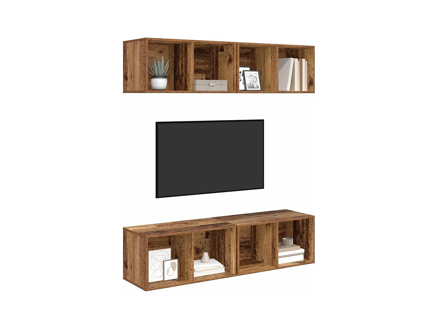 Mobile TV | Armadietto TV da Parete 4 pcs Legno antico 37 x 37 x 72 cm