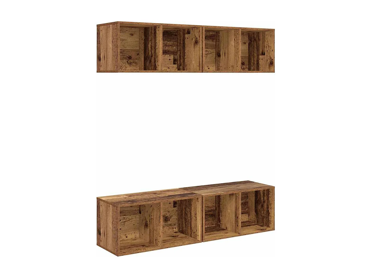 Meuble TV | Banc TV | Armoire TV mural avec étagère avec stockage 4 pcs Vieux bois 37 x 37 x 72 cm