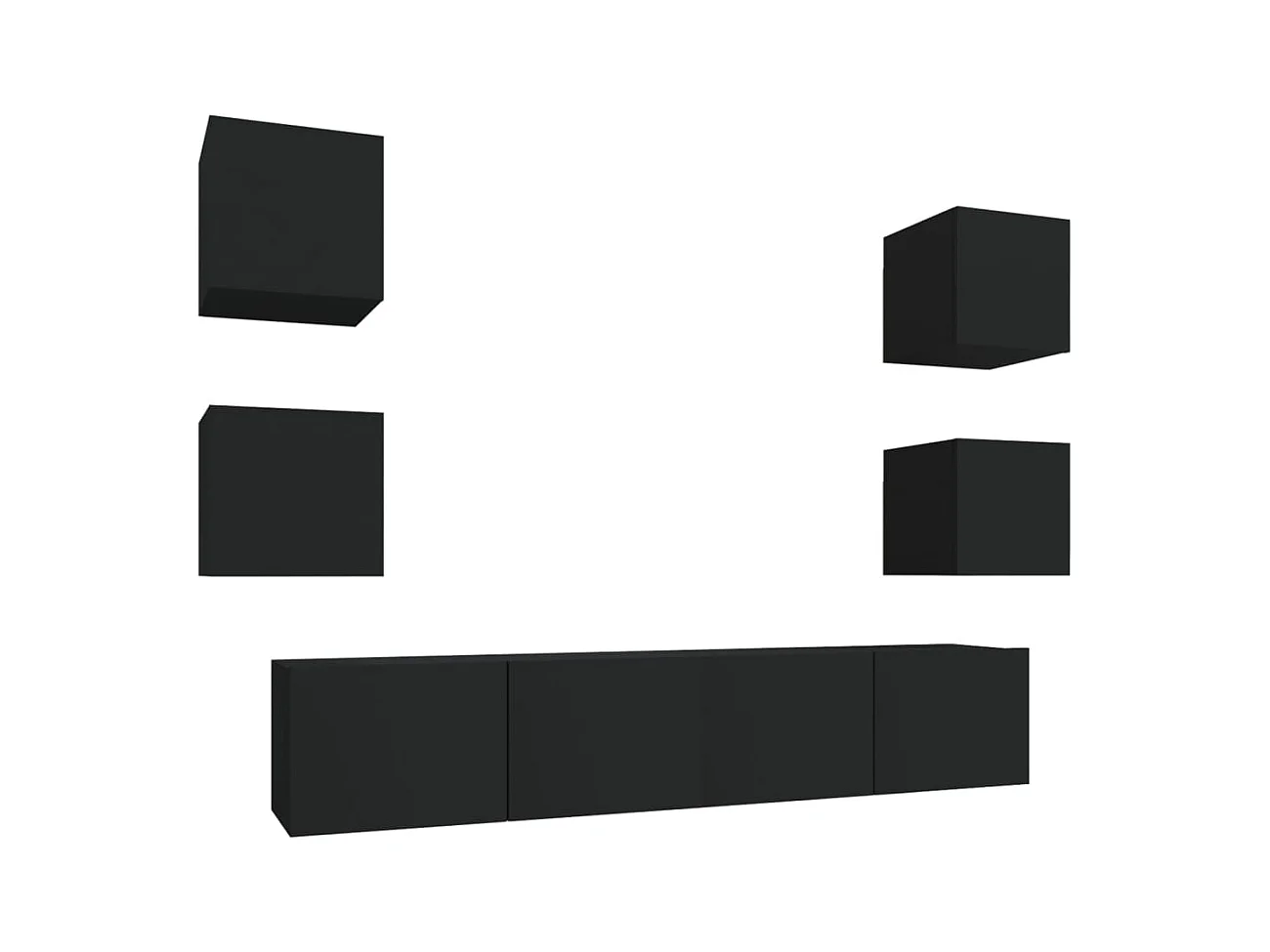 Set de muebles para TV  | Gabinetes de TV |  Muebles de salón 6 piezas madera contrachapada negro