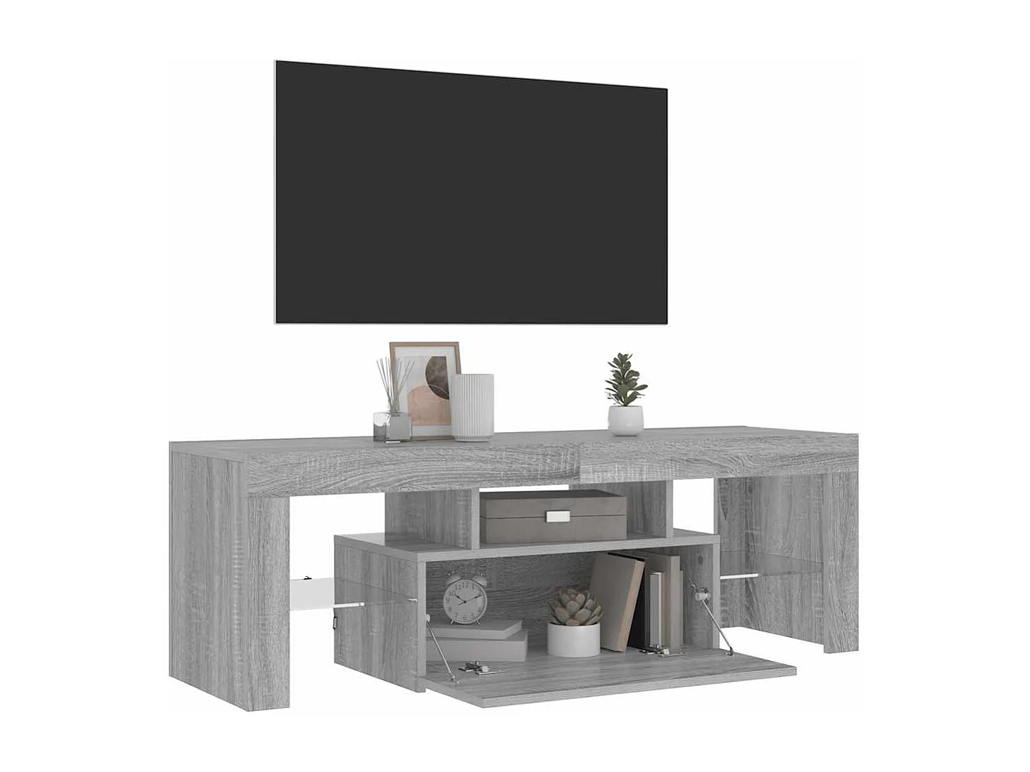 Mueble de TV | Mueble de salón con luces LED gris Sonoma 120x35x40 cm