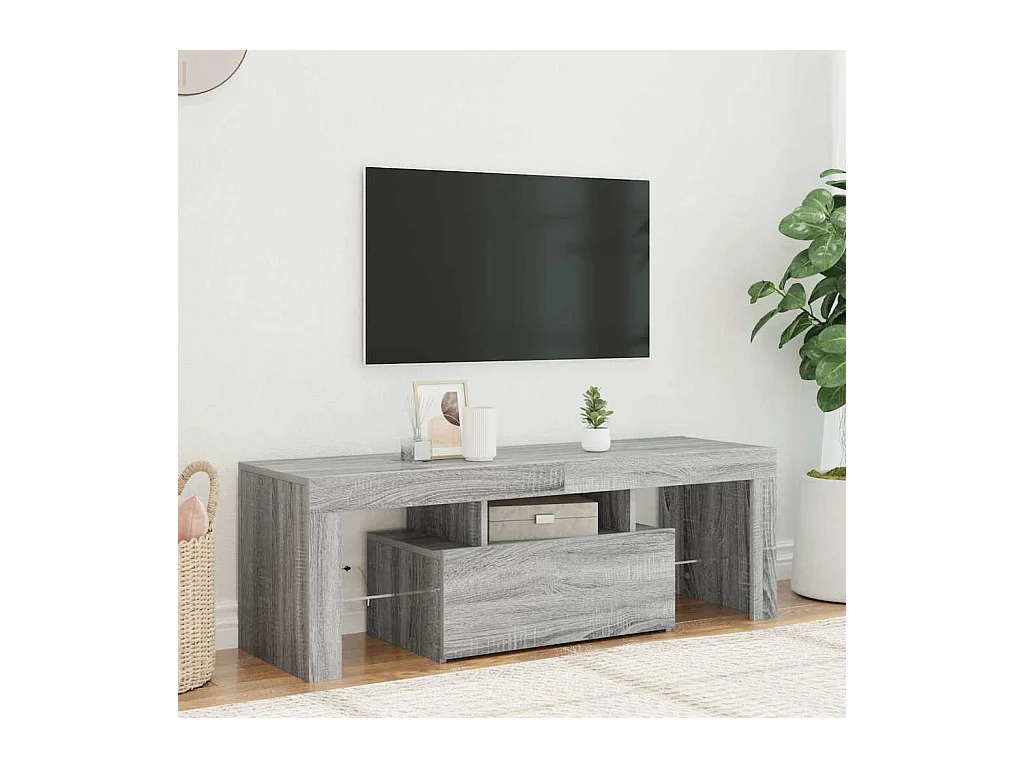 Meuble TV | Banc TV | Armoire TV avec lumières LED sonoma gris 120x35x40 cm