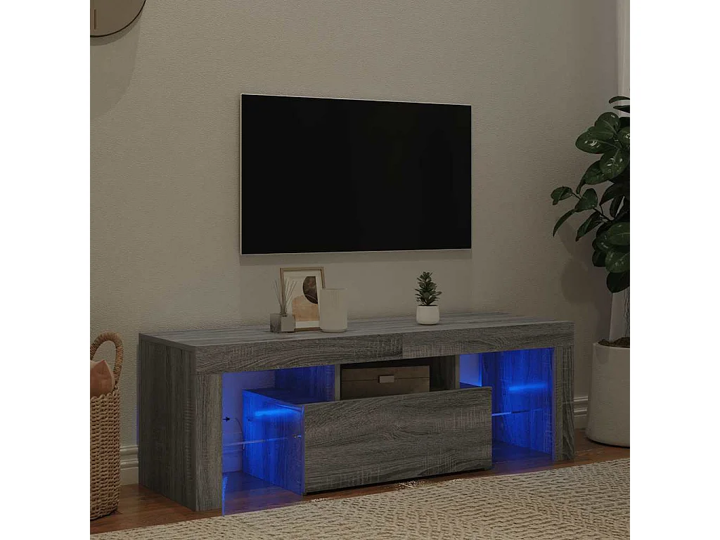 Mueble de TV | Mueble de salón con luces LED gris Sonoma 120x35x40 cm
