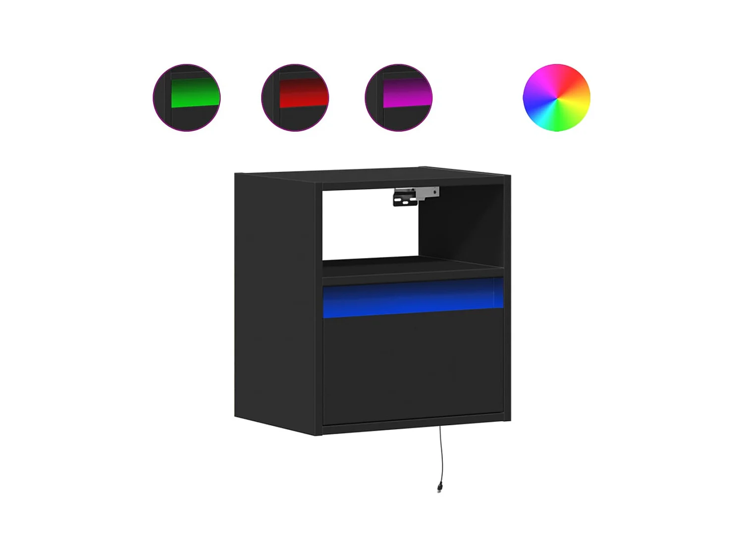 Muebles de TV | Gabinetes de TV |  Muebles de salón de pared con luces LED 2 uds negro 41x31x45 cm