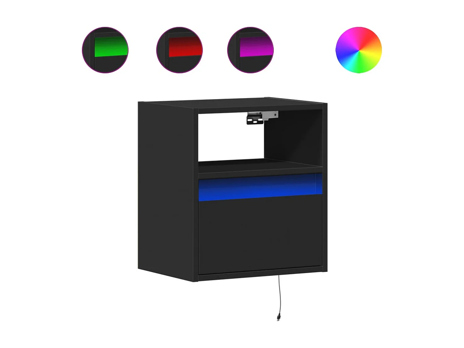 Muebles de TV | Gabinetes de TV |  Muebles de salón de pared con luces LED 2 uds negro 41x31x45 cm