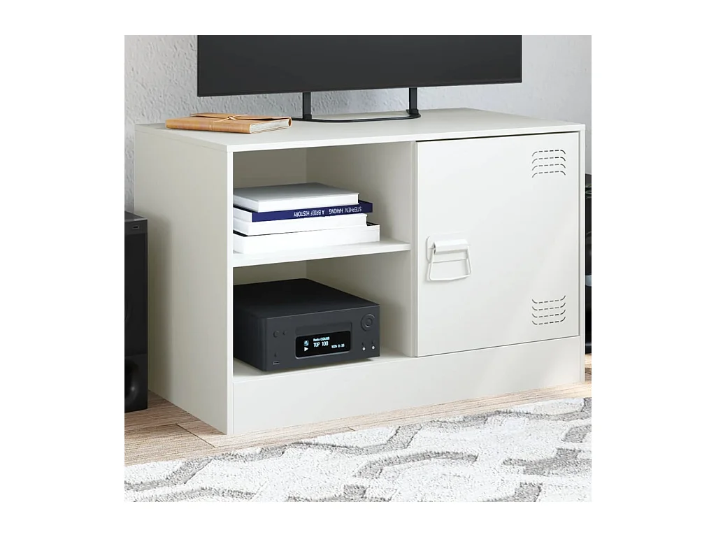 Mueble para TV  | Gabinete de TV |  Mueble de salón de acero blanco 67x39x44 cm