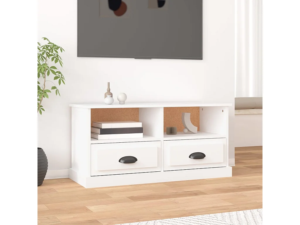Meuble TV | Banc TV | Armoire TV blanc 93x35,5x45 cm bois d'ingénierie