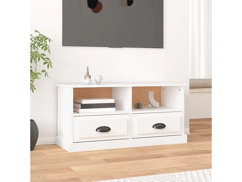 Meuble TV | Banc TV | Armoire TV blanc 93x35,5x45 cm bois d'ingénierie