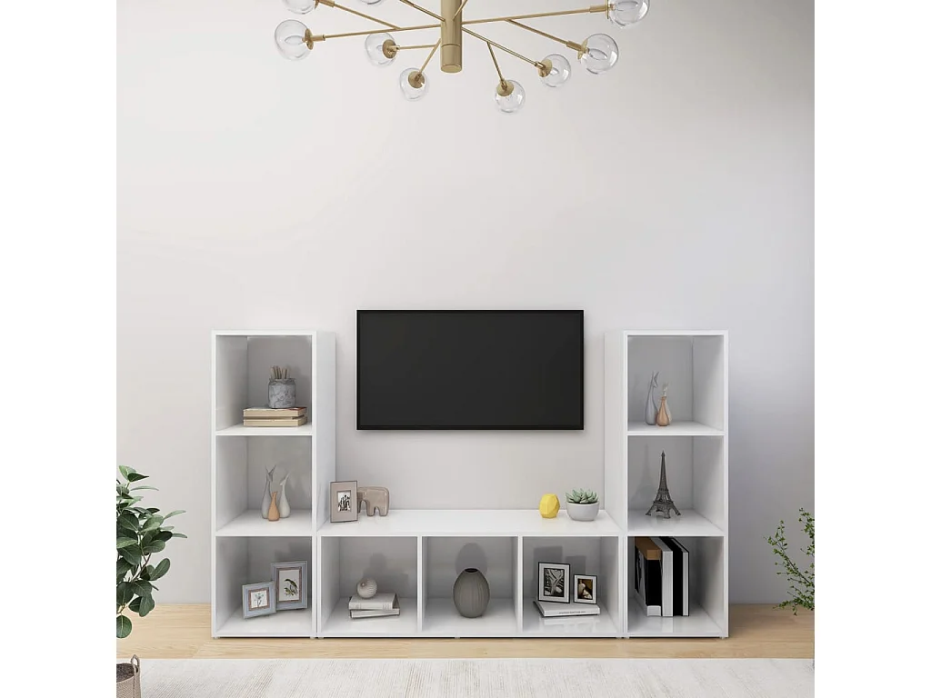 Tv-meubelen | Tv-Banken | TV-kasten 3 st 107x35x37 cm bewerkt hout wit