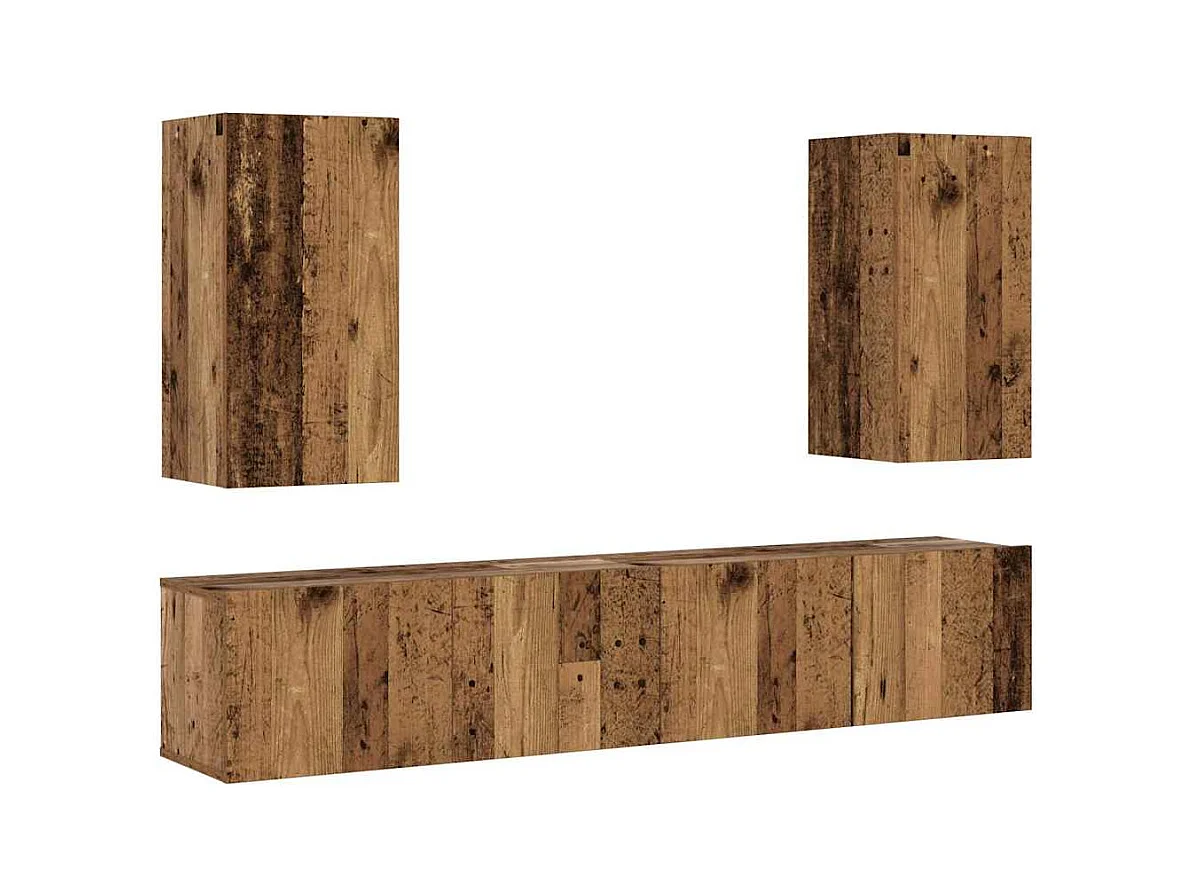 Muebles de TV | Gabinetes de TV |  Muebles de salón de pared 4 uds madera vieja madera de ingeniería