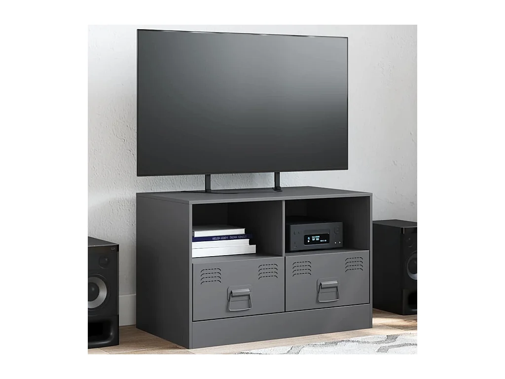 Mueble para TV  | Gabinete de TV |  Mueble de salón de acero gris antracita 67x39x44 cm