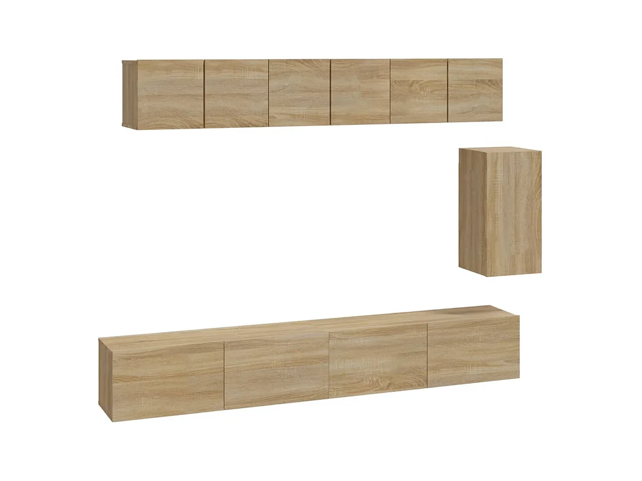 Set de muebles para TV  | Gabinetes de TV |  Muebles de salón 6 pzas madera contrachapada roble sonoma