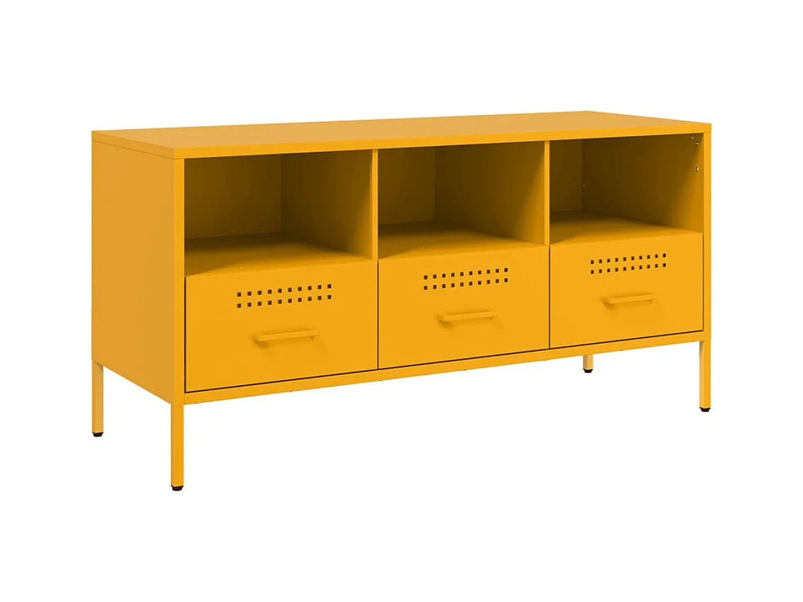 Mueble para TV  | Gabinete de TV |  Mueble de salón acero amarillo mostaza 100,5x39x50,5 cm