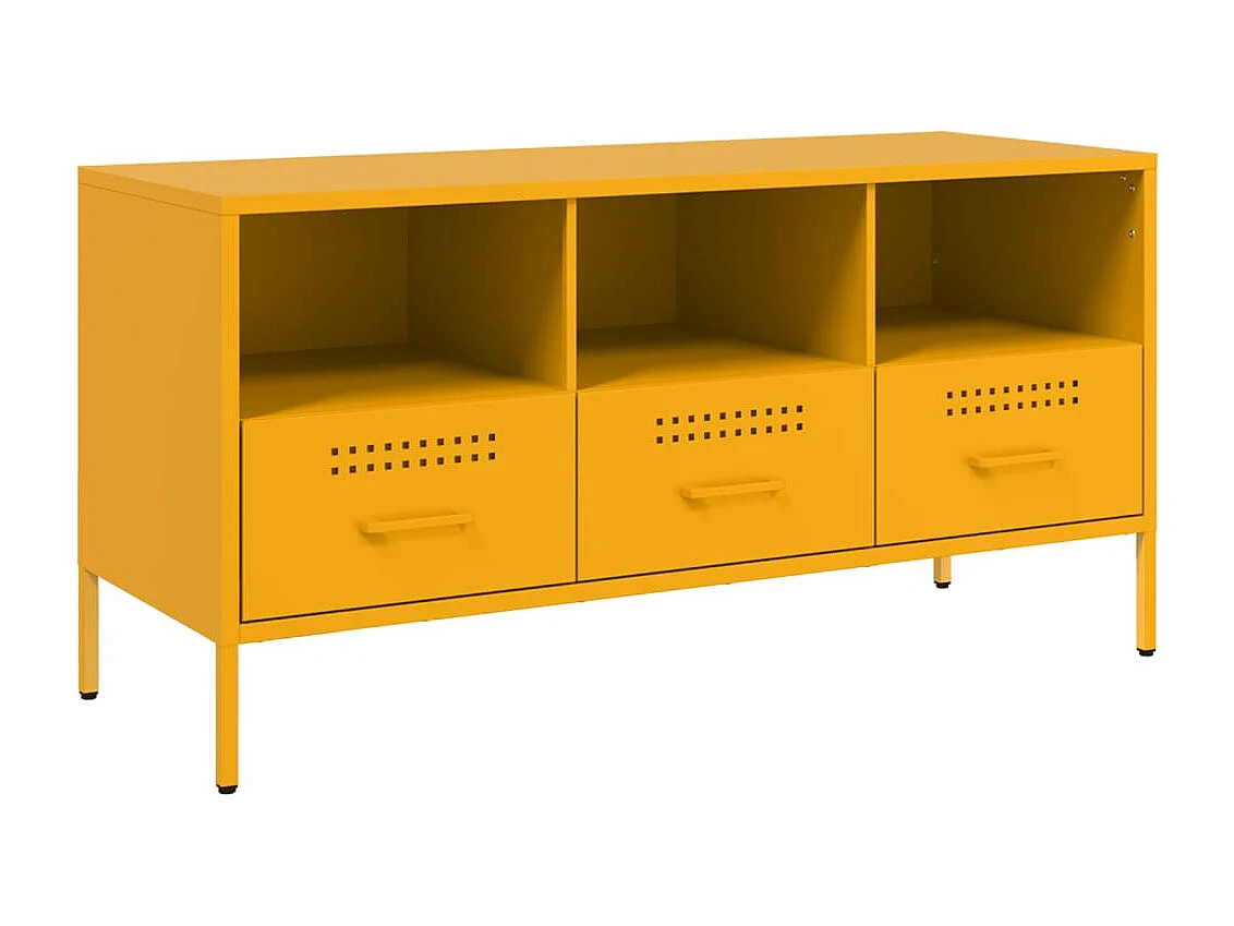 Mueble para TV  | Gabinete de TV |  Mueble de salón acero amarillo mostaza 100,5x39x50,5 cm