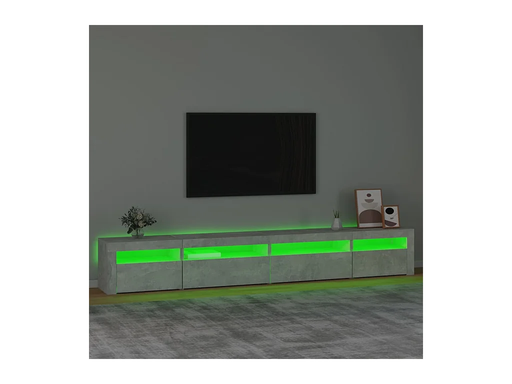 Mueble de TV | Mueble de salón con luces LED gris hormigón 270x35x40 cm