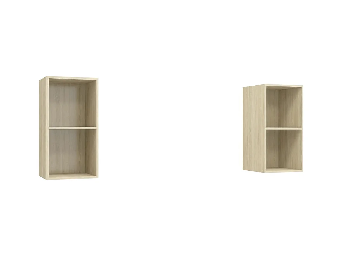 Muebles de salón | Gabinetes de TV |  Muebles de TV de pared 2 pzas madera ingeniería roble Sonoma