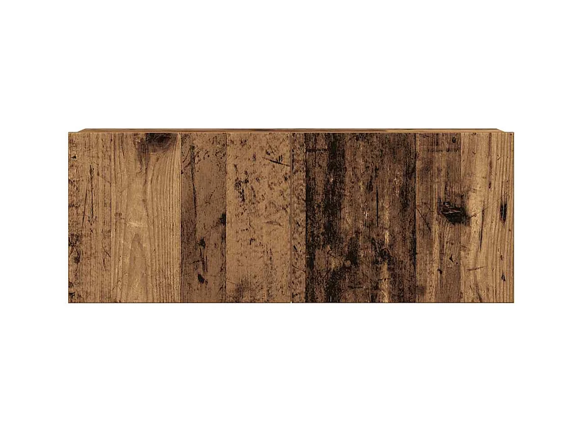 4-delig Tv-meubelset | Tv-Bank | TV-kast wandmontage bewerkt hout oud houtkleurig