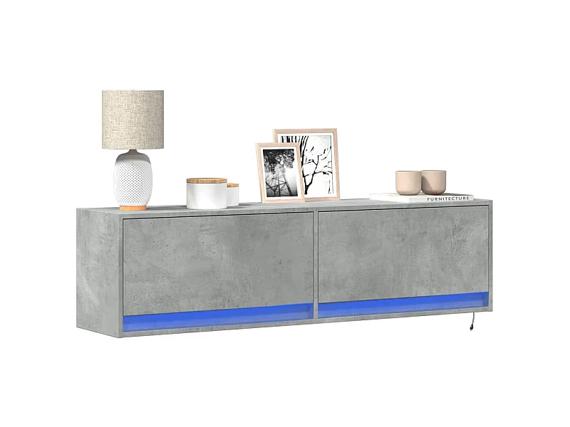 Tv-wandmeubel | TV-kast | Tv-Bank met LED-verlichting 140x31x38 cm betongrijs