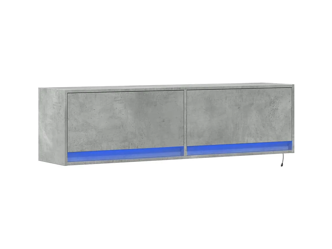 Mueble de pared TV | Gabinete de TV | Mueble de salón con luces LED gris hormigón 140x31x38 cm