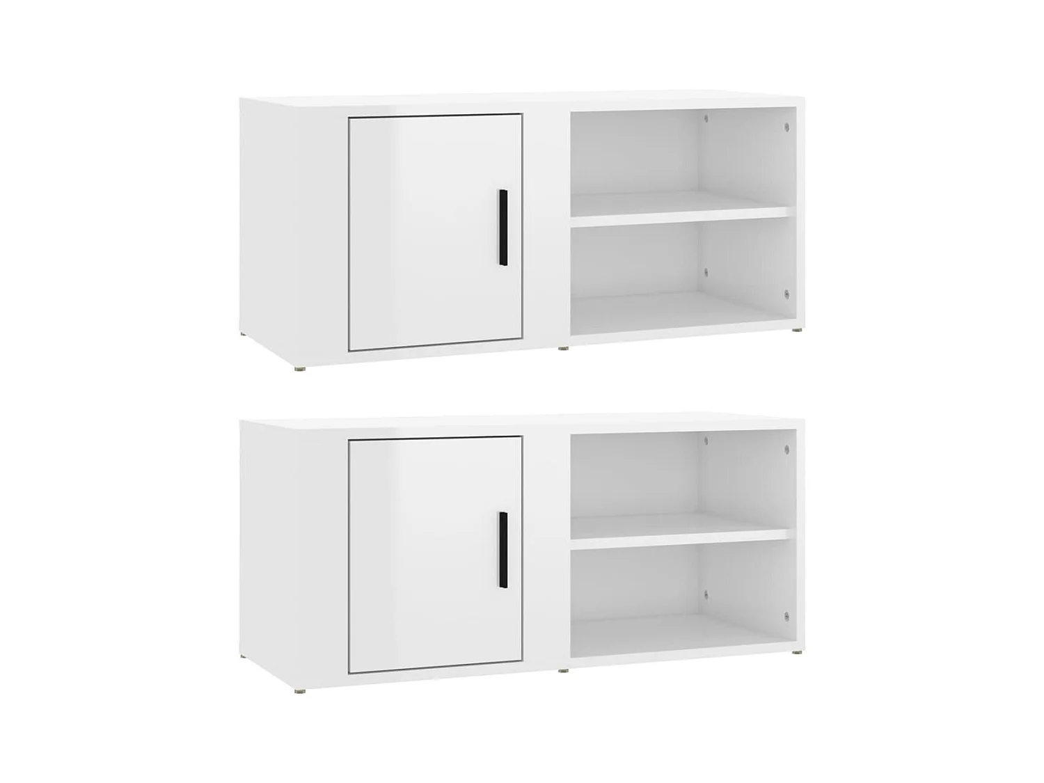 muebles para TV  | Gabinetes de TV |  Muebles de salón 2 uds madera blanco brillo 80x31,5x36 cm