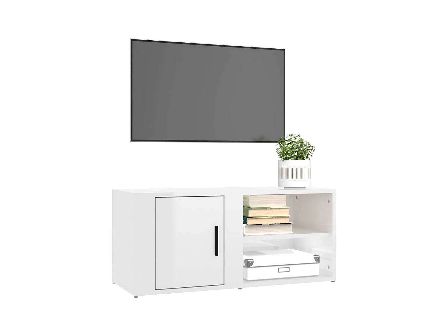 muebles para TV  | Gabinetes de TV |  Muebles de salón 2 uds madera blanco brillo 80x31,5x36 cm