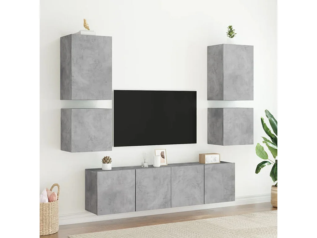 Muebles de TV | Gabinetes de TV |  Muebles de salón de pared 2 uds madera gris hormigón 40,5x30x40 cm