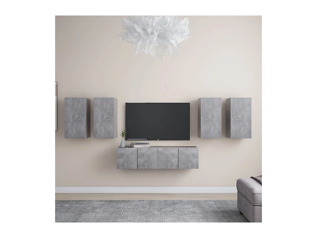 Set muebles de salón TV | Gabinetes de TV |  Muebles de TV 6 pzas madera ingeniería gris hormigón