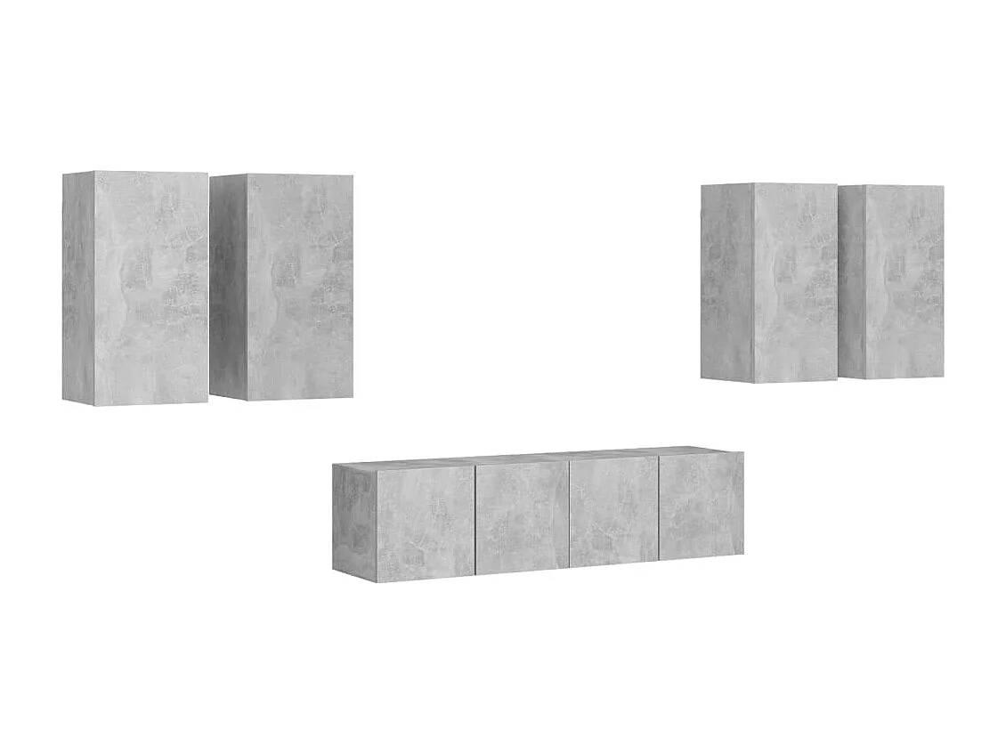 Ensemble de meuble TV | Banc TV | Armoire TV 6 pcs Gris béton Bois d'ingénierie