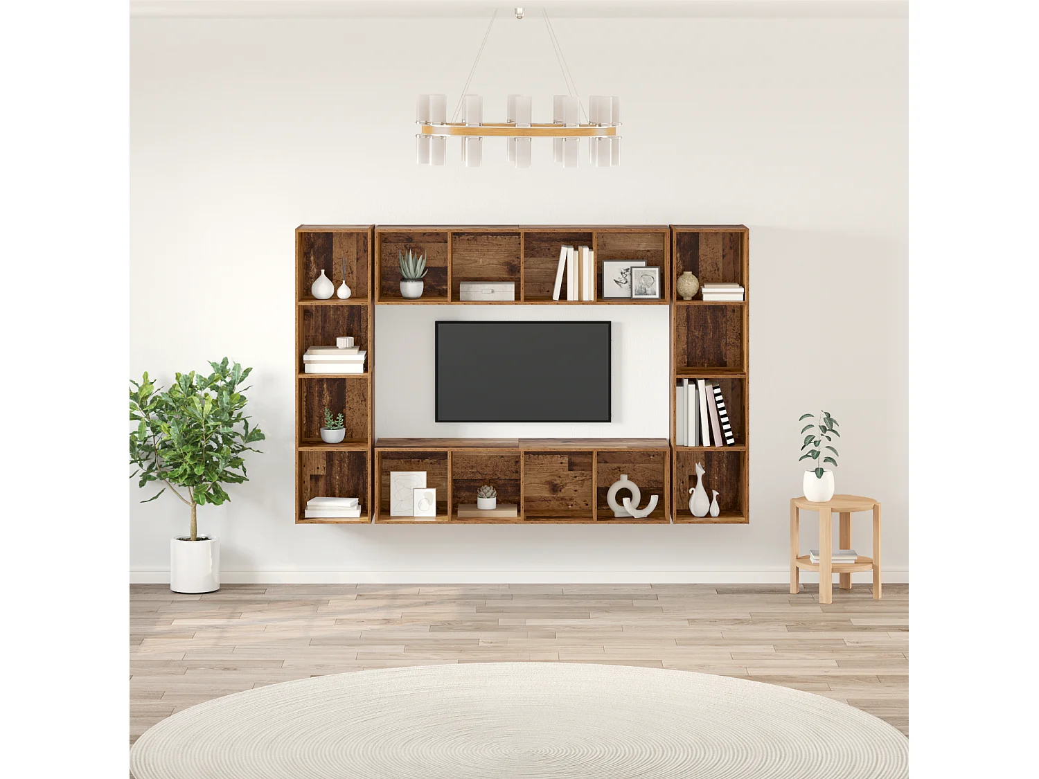 Tv-meubelset | Tv-Bank | TV-kast 4 pcs Bruin 37 x 37 x 142.5 cm Bewerkt hout