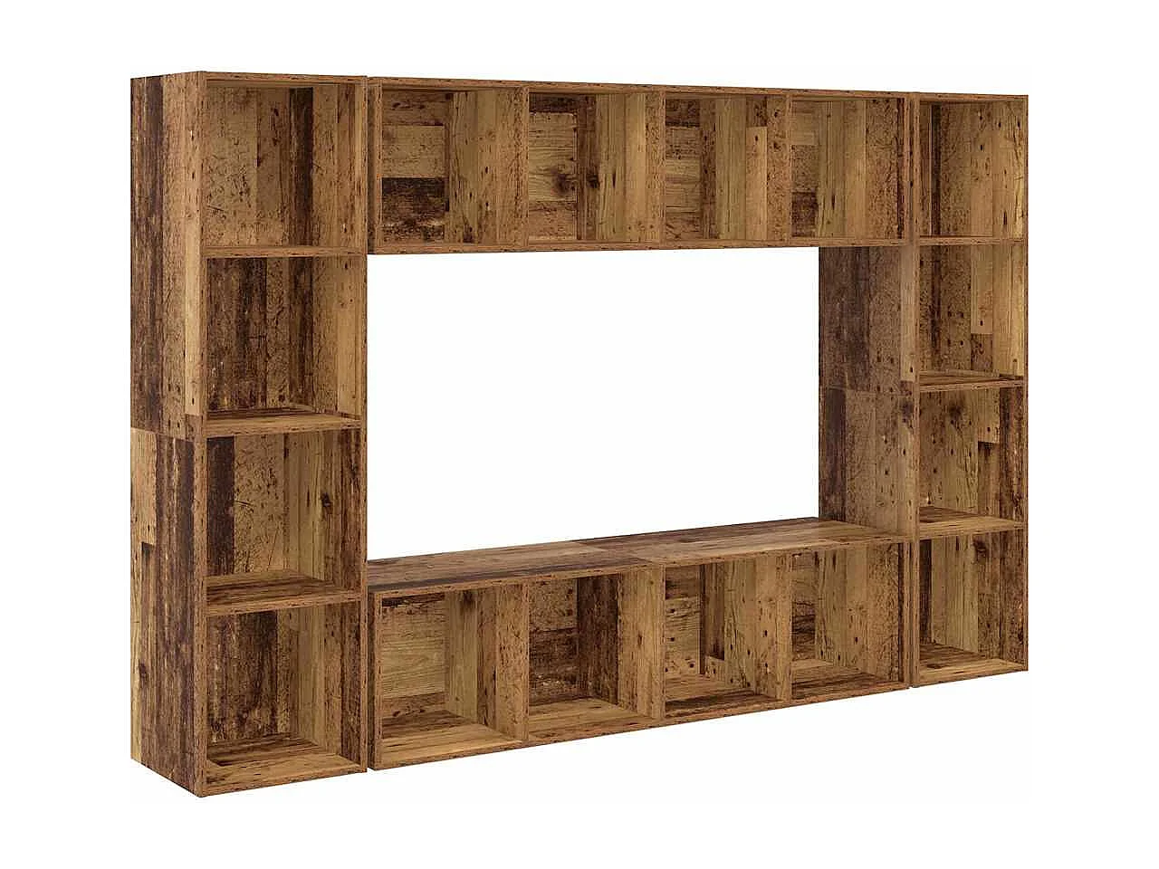 Tv-meubelset | Tv-Bank | TV-kast 4 pcs Bruin 37 x 37 x 142.5 cm Bewerkt hout