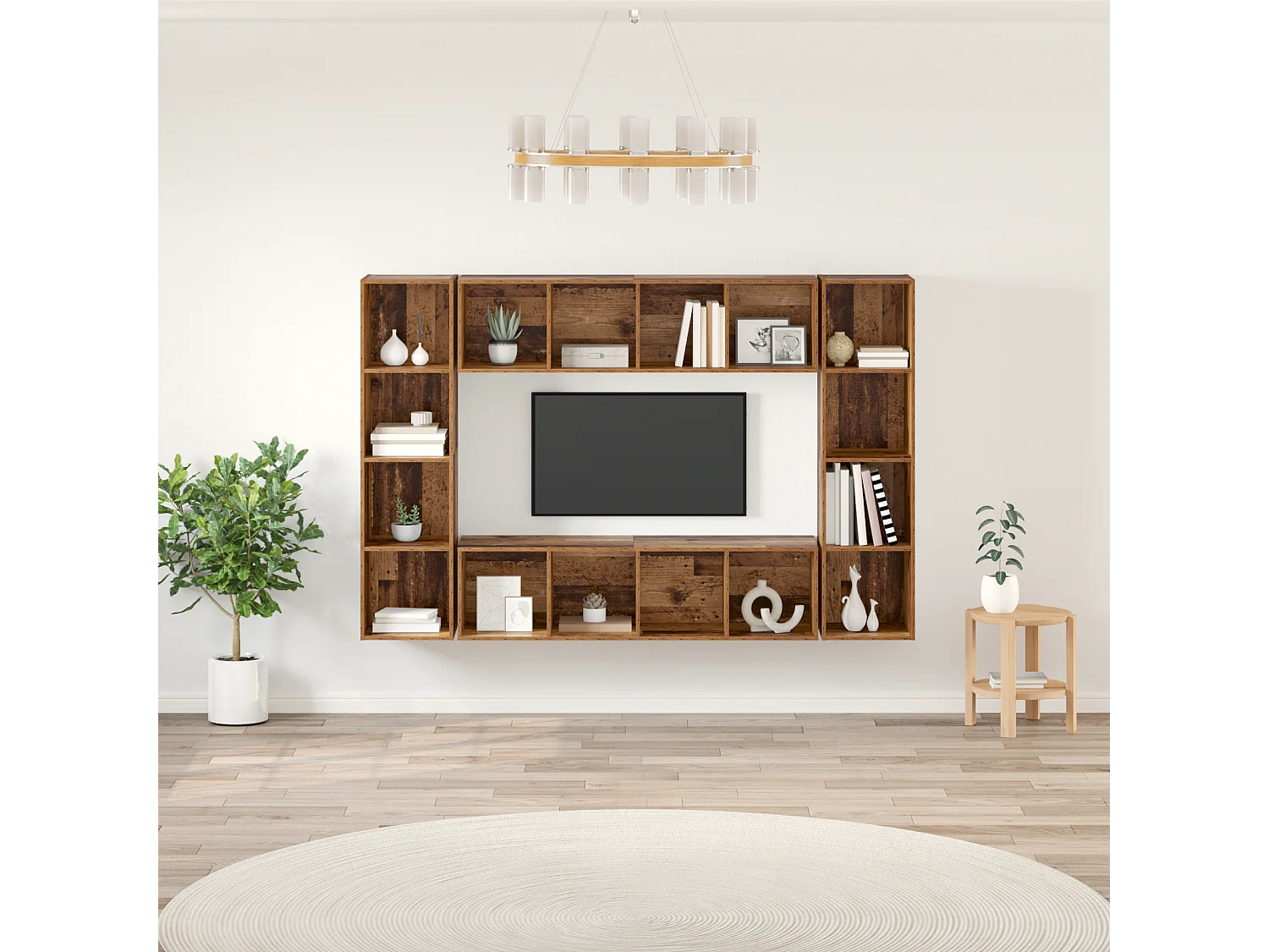 Tv-meubelset | Tv-Bank | TV-kast 4 pcs Bruin 37 x 37 x 142.5 cm Bewerkt hout