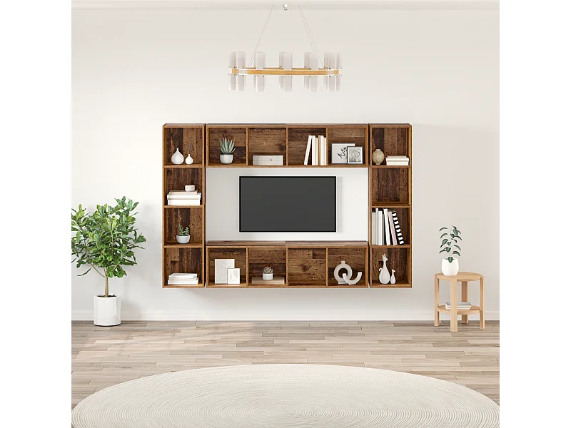 Tv-meubelset | Tv-Bank | TV-kast 4 pcs Bruin 37 x 37 x 142.5 cm Bewerkt hout