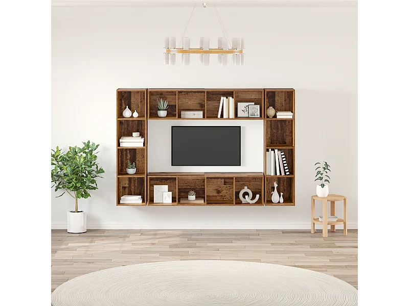 Tv-meubelset | Tv-Bank | TV-kast 4 pcs Bruin 37 x 37 x 142.5 cm Bewerkt hout