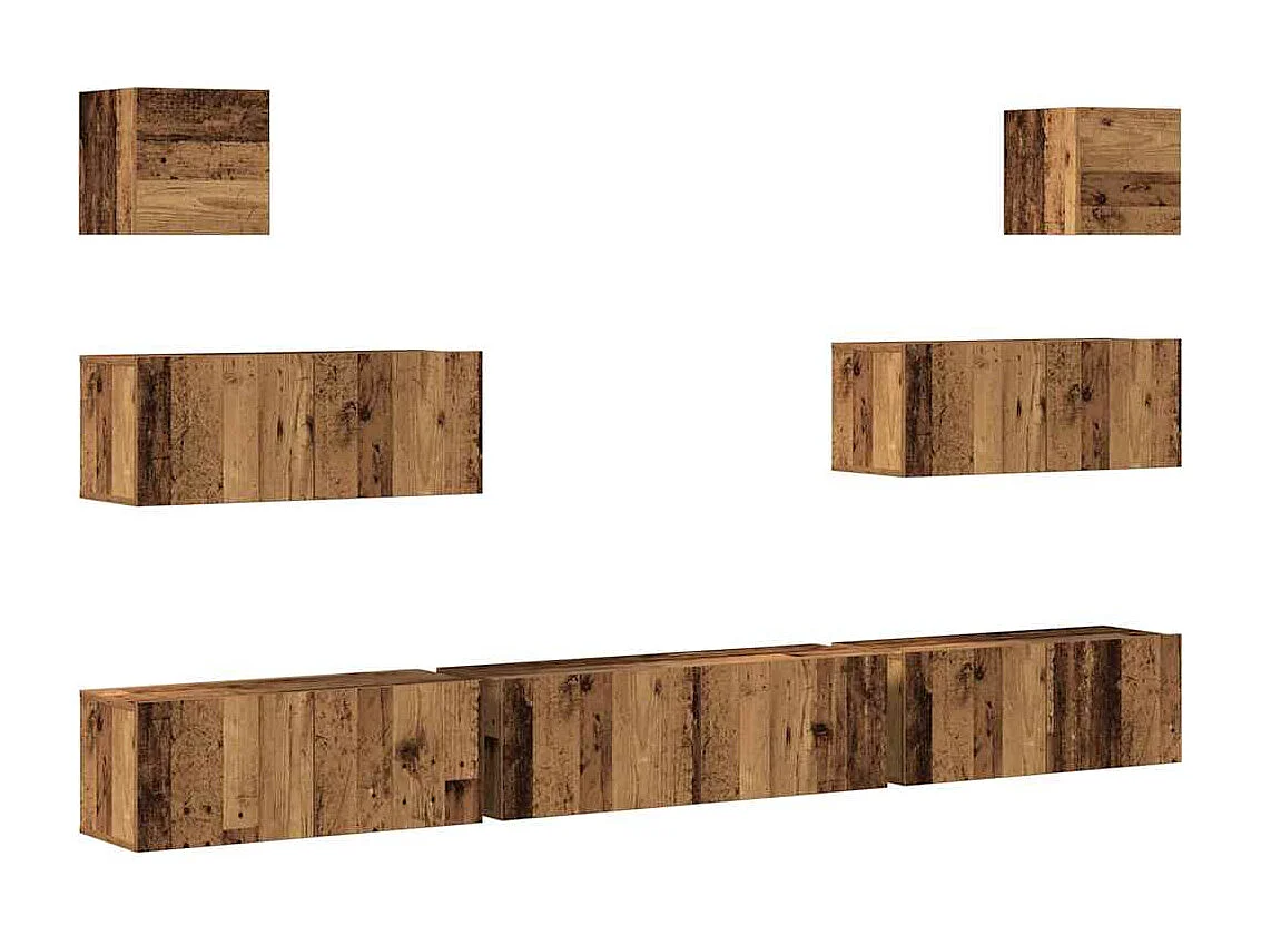 Ensemble de meuble TV | Banc TV | Armoire TV mural 7 pcs vieux bois bois d'ingénierie