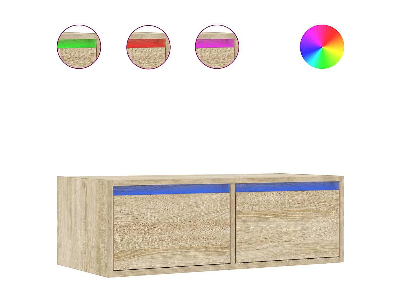 Meuble TV | Banc TV | Armoire TV avec lumières LED chêne sonoma 75x35,5x25 cm