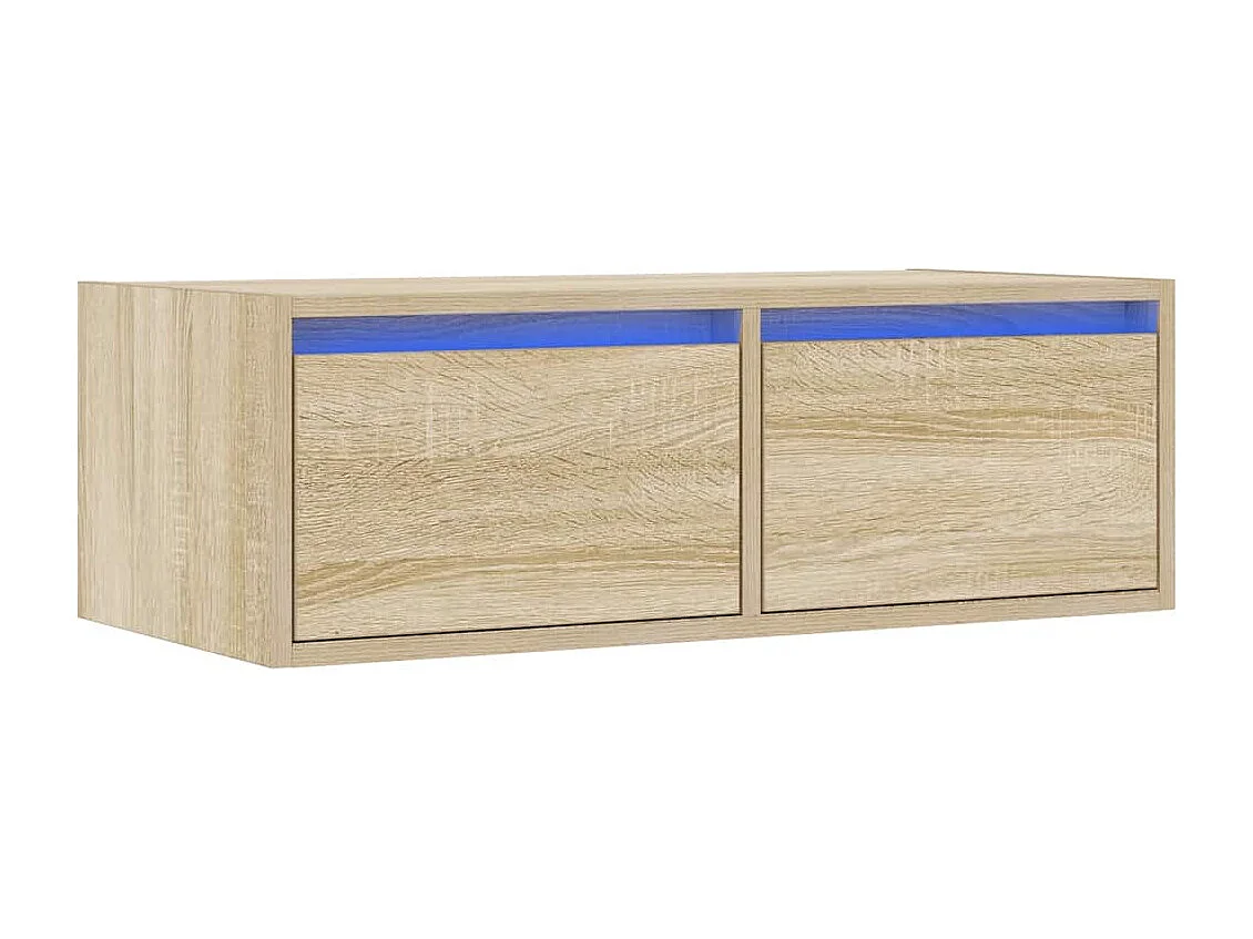 Meuble TV | Banc TV | Armoire TV avec lumières LED chêne sonoma 75x35,5x25 cm
