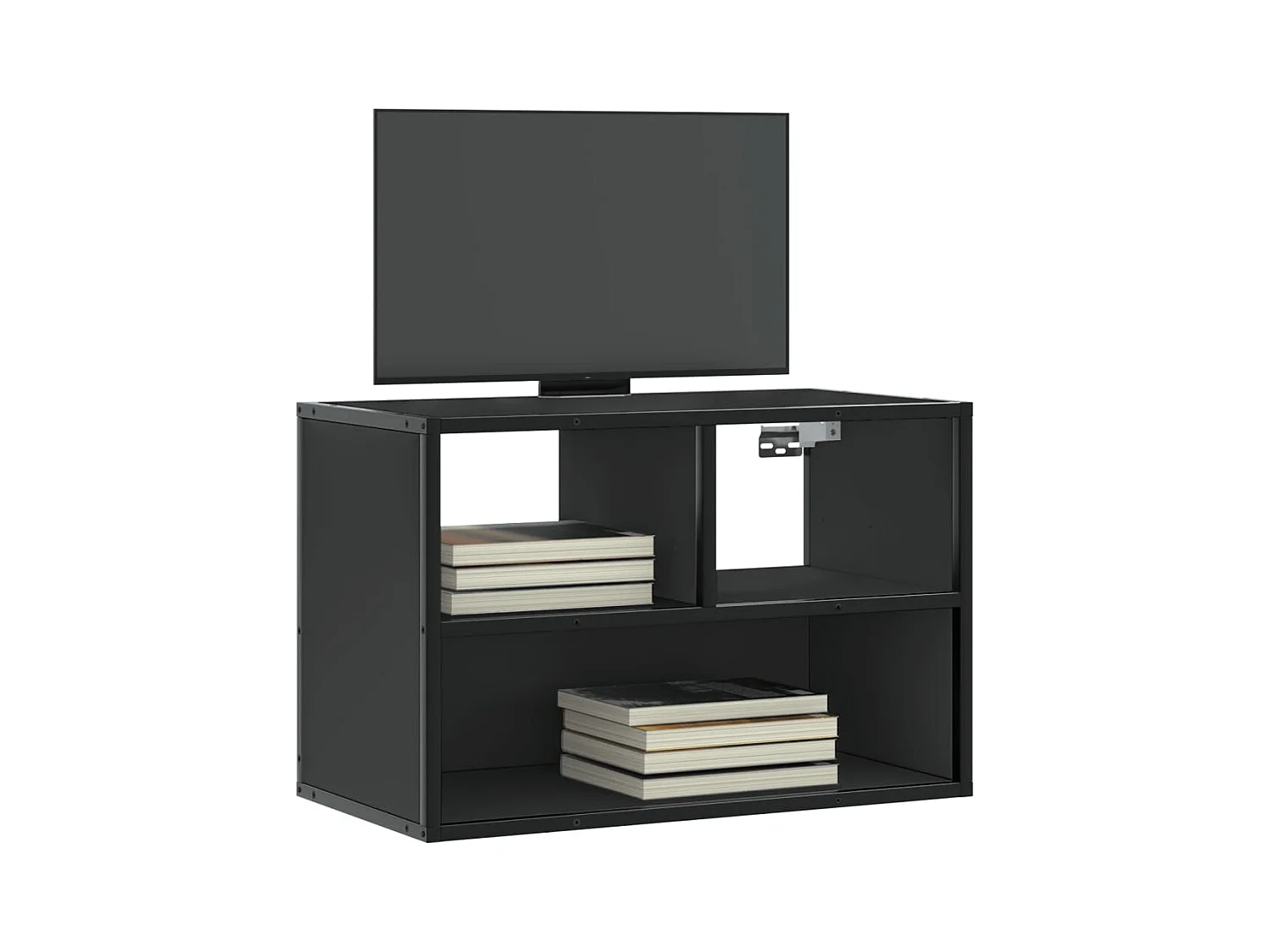 Mueble de TV | Mueble de salón metal y madera de ingeniería negro 60x31x39,5 cm