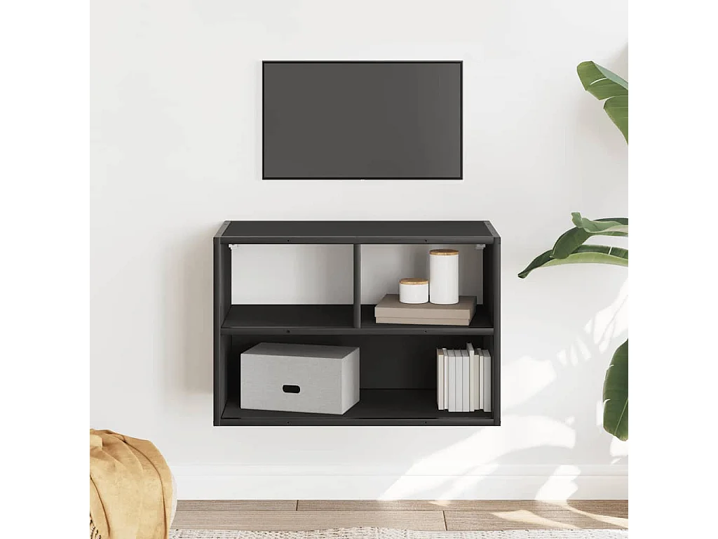 Meuble TV | Banc TV | Armoire TV noir 60x31x39,5 cm bois d'ingénierie et métal