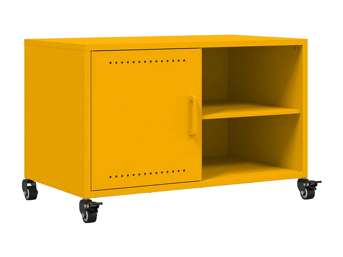 Mueble de TV | Mueble de salón acero amarillo mostaza 68x39x43,5 cm