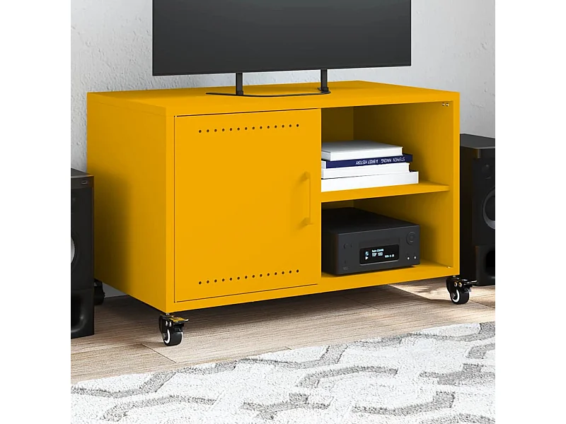 Meuble TV | Banc TV | Armoire TV jaune moutarde 68x39x43,5 cm acier