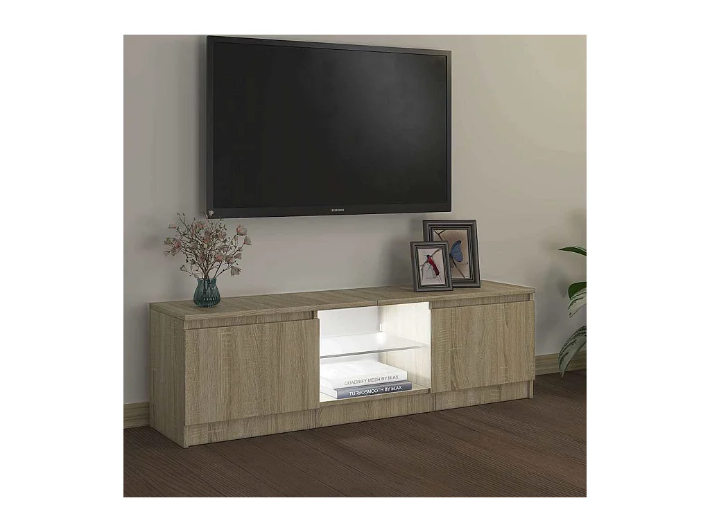 Armario TV | Mueble TV | Mueble de salón con luces LED roble Sonoma 120x30x36 cm