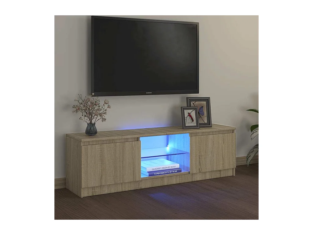 Meuble TV | Banc TV | Armoire TV avec lumières LED chêne sonoma 120x30x36 cm
