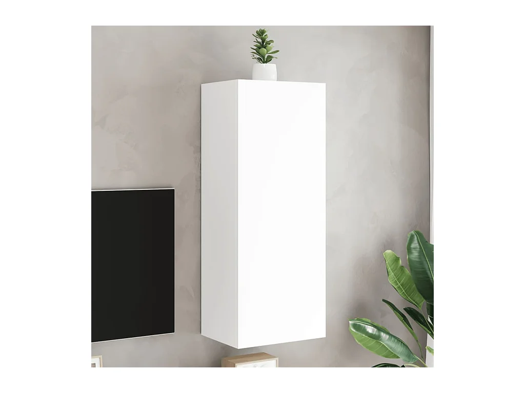 Meuble TV | Banc TV | Armoire TV mural blanc 40,5x30x102 cm bois d'ingénierie