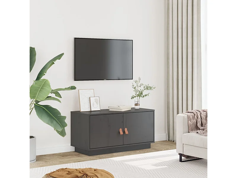 Meuble TV | Banc TV | Armoire TV Gris 80x34x40 cm Bois de pin massif