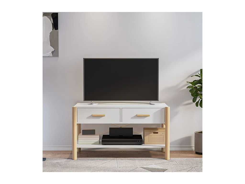 Mueble para TV  | Gabinete de TV |  Mueble de salón madera contrachapada blanco 82x38x45 cm