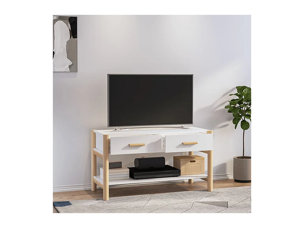 Mueble para TV  | Gabinete de TV |  Mueble de salón madera contrachapada blanco 82x38x45 cm